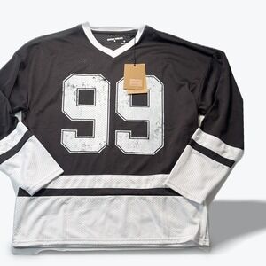 Broken Threads Hockey Jersey Black White Mesh 99 Graphic BT-2505026 Mens Size M